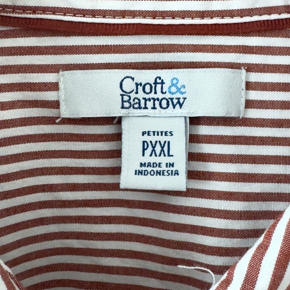 Croft & Barrow Rust Red/ White Striped Button Up Shirt - Picture 8 of 9